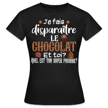 Chocolat Choco Cadeau Humour Noël Gourmand - T-shirt Femme - noir - Devant - AI Model Female 172 dark (172cm)