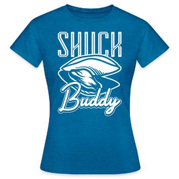 Huîtres Shuck Buddy - T-shirt Femme - bleu saphir antique chiné - Devant - AI Model Female 172 dark (172cm)