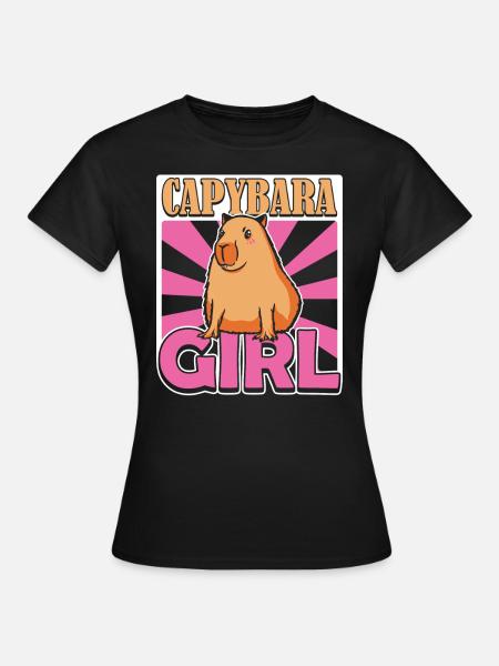 Capybara Girl Wasserschwein - Frauen T-Shirt - Schwarz