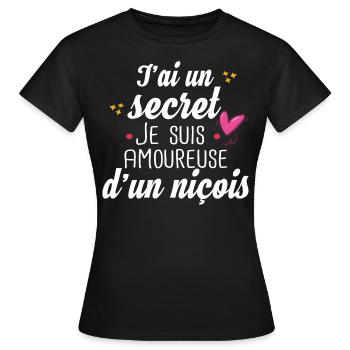 Nice Niçois Niçoise Amoureuse Cadeau Amour Humour - T-shirt Femme - noir - Devant - AI Model Female 172 dark (172cm)
