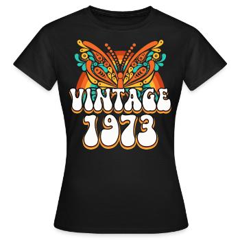Retro Style 1973 Damen 50 Jahre Jubiläum - Frauen T-Shirt - Schwarz - Vorne - AI Model Female 172 dark (172cm)