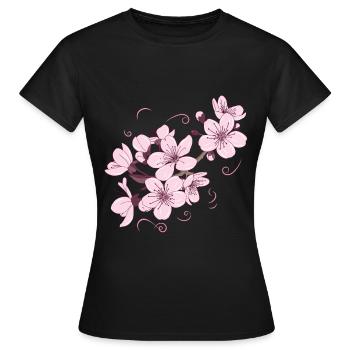 Blume Japanisch Cooles Geschenk - Frauen T-Shirt - Schwarz - Vorne - AI Model Female 172 dark (172cm)