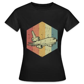 Cadeau de l’avion rétro couleurs cool - T-shirt Femme - noir - Devant - AI Model Female 172 dark (172cm)