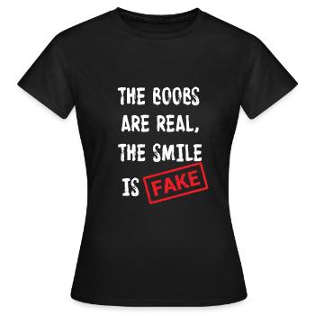 Les seins sont de vrais sourires, c’est faux - T-shirt Femme - noir - Devant - AI Model Female 172 dark (172cm)