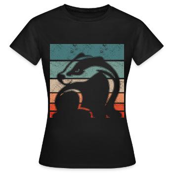 Retro Honigdachs Vintage Honigdachs - Frauen T-Shirt - Schwarz - Vorne - AI Model Female 172 dark (172cm)