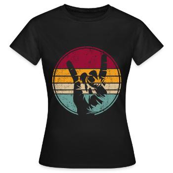 Pommesgabel Metal Hand Hand Signal Retro - Women's T-Shirt - black - Front - AI Model Female 172 dark (172cm)