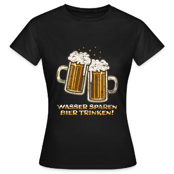 wasser sparen bier trinken - Frauen T-Shirt - Schwarz - Vorne - AI Model Female 172 dark (172cm)