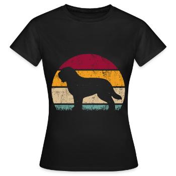 Schapendoes Hund Retro Vintage Sonnenaufgang - Frauen T-Shirt - Schwarz - Vorne - AI Model Female 172 dark (172cm)