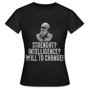 Charles Darwin Theorie Evolution Veränderung - Frauen T-Shirt - Schwarz - Vorne - AI Model Female 172 dark (172cm)