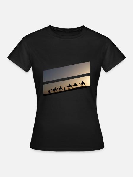 Sahara Kamele - Frauen T-Shirt - Schwarz