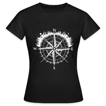 Montagnes de la boussole nord sud ouest ouest - T-shirt Femme - noir - Devant - AI Model Female 172 dark (172cm)