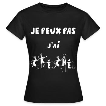 je peux pas j'ai creche - T-shirt Femme - noir - Devant - AI Model Female 172 dark (172cm)