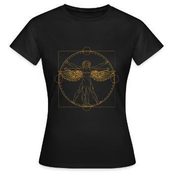 Aile de l'homme de Vitruve Leonardo Da Vinci - T-shirt Femme - noir - Devant - AI Model Female 172 dark (172cm)