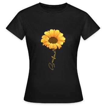 Smuk solsikke med skrivende solsikke-shirt - Dame-T-shirt - sort - Foran - AI Model Female 172 dark (172cm)