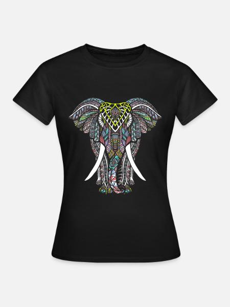 Elefant Mandala Tribal Ganesha Chakra Yoga Tattoo - Frauen T-Shirt - Schwarz