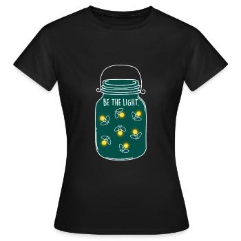 Be the light! Camping nature firefly summer - Women's T-Shirt - black - Front - AI Model Female 172 dark (172cm)