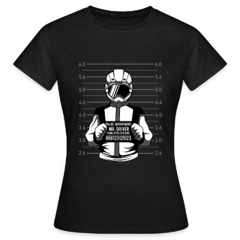 Motocross downhill rider joke fun arrest - Women's T-Shirt - black - Front - AI Model Female 172 dark (172cm)