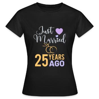 25 ans de mariage en argent - T-shirt Femme - noir - Devant - AI Model Female 172 dark (172cm)