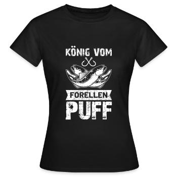 Angel König vom Forellenpuff Forellensee Geschenk - Frauen T-Shirt - Schwarz - Vorne - AI Model Female 172 dark (172cm)