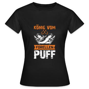 König vom Forellenpuff Angler Forellen Geschenk - Frauen T-Shirt - Schwarz - Vorne - AI Model Female 172 dark (172cm)