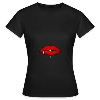 Lips with piercings lip piercing mask - Women's T-Shirt - black - Front - AI Model Female 172 dark (172cm)