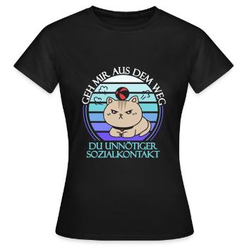 Geh mir aus dem weg du unnötiger Sozialkontakt - Frauen T-Shirt - Schwarz - Vorne - AI Model Female 172 dark (172cm)