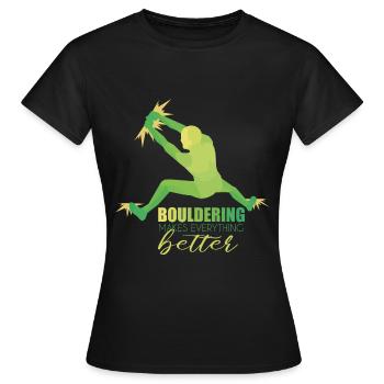 Bouldern - Frauen T-Shirt - Schwarz - Vorne - AI Model Female 172 dark (172cm)