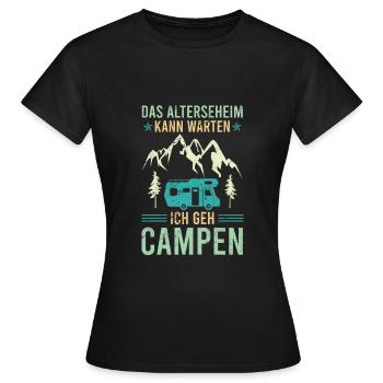 La maison de retraite peut attendre je vais camper camper - T-shirt Femme - noir - Devant - AI Model Female 172 dark (172cm)