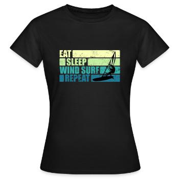 Vintage Windsurfer Geschenk Eat Sleep Windsurf - Frauen T-Shirt - Schwarz - Vorne - AI Model Female 172 dark (172cm)