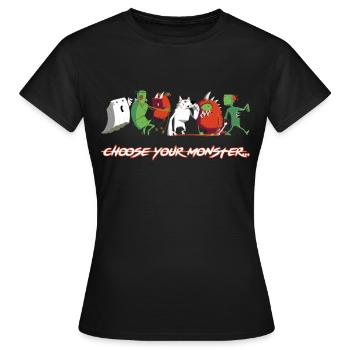 Halloween Comic Choose Your Monster - Frauen T-Shirt - Schwarz - Vorne - AI Model Female 172 dark (172cm)