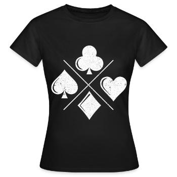 Poker Karten Chips - Texas Holdem Poker - T-shirt Femme - noir - Devant - AI Model Female 172 dark (172cm)