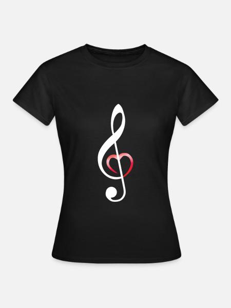 Musik Musiknote Notenschlüssel Musiker Herz - Frauen T-Shirt - Schwarz