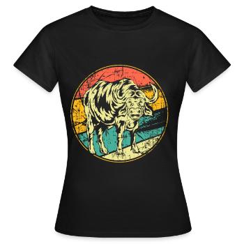 Buffle vintage buffle d’eau - T-shirt Femme - noir - Devant - AI Model Female 172 dark (172cm)