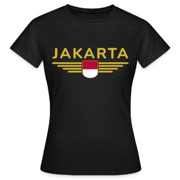 Indonésie Jakarta Fan Outfit Design T Shirt - T-shirt Femme - noir - Devant - AI Model Female 172 dark (172cm)