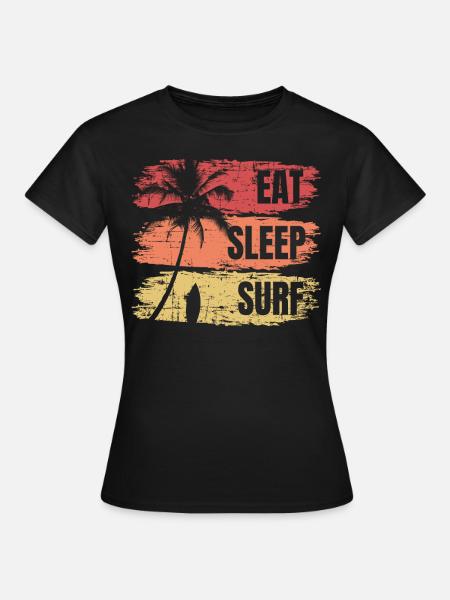Eat Sleep Surf Miami Beach Surfer Style - Frauen T-Shirt - Schwarz