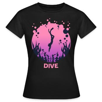 Plongée Plongée Plongée Plongée Motif Dames - T-shirt Femme - noir - Devant - AI Model Female 172 dark (172cm)