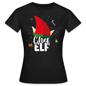 Chef onze partenaire de noël famille enfants - T-shirt Femme - noir - Devant - AI Model Female 172 dark (172cm)