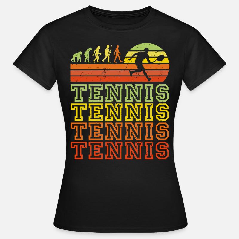 Tennis Retro lettering Evolution tennis player - Women's T-Shirt - black