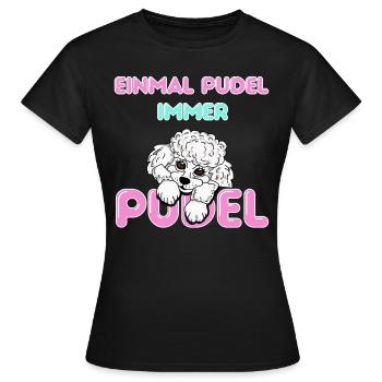Auf den Pudel gekommen - süßer Pudel in weiß - Frauen T-Shirt - Schwarz - Vorne - AI Model Female 172 dark (172cm)