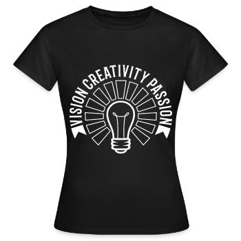 Vision Creativity Passion - Frauen T-Shirt - Schwarz - Vorne - AI Model Female 172 dark (172cm)