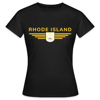 T-shirt Rhode Island Fan – Élégant et unique - T-shirt Femme - noir - Devant - AI Model Female 172 dark (172cm)