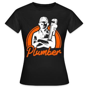 Commercial sanitary fittings Plumbers - Women's T-Shirt - black - Front - AI Model Female 172 dark (172cm)