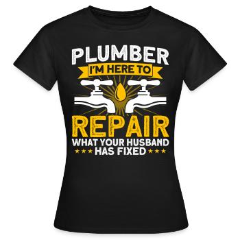 Plumber sanitary fittings Maintenance by Sanit - Women's T-Shirt - black - Front - AI Model Female 172 dark (172cm)