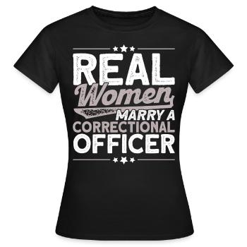 Gefängniswärter Handschellen Justizvollzugsbeamter - Frauen T-Shirt - Schwarz - Vorne - AI Model Female 172 dark (172cm)