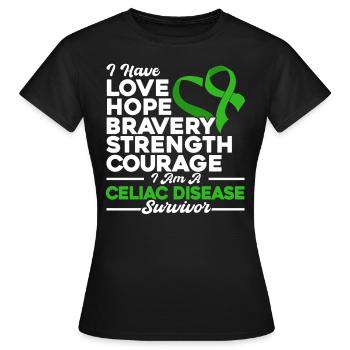 Sensibilisation à la maladie cœliaque Survivant de la maladie cœliaque Green S - T-shirt Femme - noir - Devant - AI Model Female 172 dark (172cm)