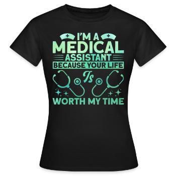 Assistant médical certifié - T-shirt Femme - noir - Devant - AI Model Female 172 dark (172cm)
