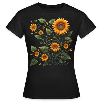 Tournesol Vigne Tournesol Tournesol Bouquet - T-shirt Femme - noir - Devant - AI Model Female 172 dark (172cm)