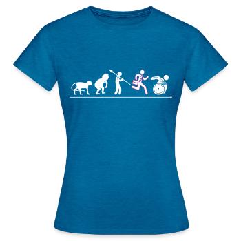 Die Evolution des Menschen - Frauen T-Shirt - Antikblaues Saphir meliert - Vorne - AI Model Female 172 dark (172cm)