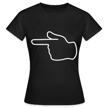 Emoji zeigen links Skizze weiß - Frauen T-Shirt - Schwarz - Vorne - AI Model Female 172 dark (172cm)