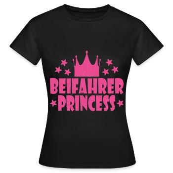 BEIFAHRER PRINCESS - Frauen T-Shirt - Schwarz - Vorne - AI Model Female 172 dark (172cm)
